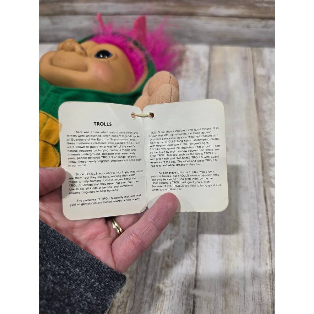 Vintage‎ Russ Troll Kidz Dino Green Dinosaur Costume Plush Doll Set 13"& 5" TLC - Picture 5 of 8